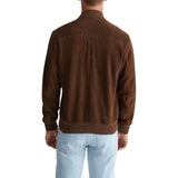 Men's Dark Brown Suede Leather Bomber Jacket
