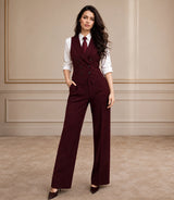 Women's Burgundy Sleeveless 2 Piece Suit - Basaad Bespoke