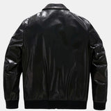 Mens Patched Black Bomber Leather Jacket