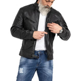 Men's Vintage Slim Fit Black Motorcycle Leather Jacket