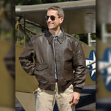 A2 Distressed Aviator Brown Leather Bomber Jacket