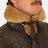 Men's Distressed Brown Shearling B-3 Bomber Jacket