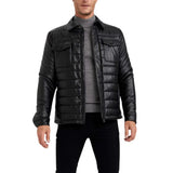 Men's Trucker Quilted Black Vegan Leather Jacket