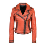 Millie Women's Biker Orange Leather Jacket
