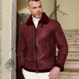 Men’s Dark Maroon Leather Bomber Jacket