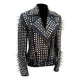 Spikes Studded Black Ladies Brando Leather Jacket