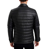 Men's Trucker Quilted Black Vegan Leather Jacket