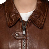 Womens A2 Distressed Aviator Cockpit Brown Bomber Leather Jacket