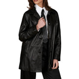 Women’s Black Button-Up Leather Jacket