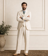 1920s Men's Cream 3 Piece Linen Suit - Basaad Bespoke