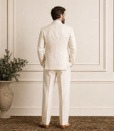 1920s Men's Cream 3 Piece Linen Suit Back - Basaad Bespoke