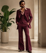 1970s Men's Burgundy Disco 3 Piece Suit- Basaad Bespoke