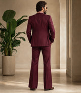 1970s Men's Burgundy Disco 3 Piece Suit Back - Basaad Bespoke 
