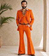 1970s Men's Orange Disco 3 Piece Suit  - Basaad Bespoke