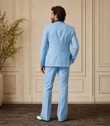 70s Vintage Men's Light Blue 2 Piece Suit Back - Basaad Bespoke