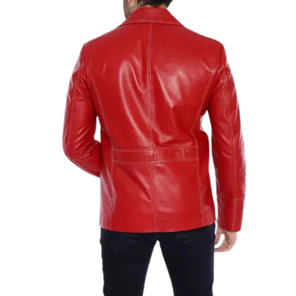 Fight Club Tyler Red Leather Jacket