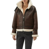 Women’s Chocolate Brown Hooded B3 Aviator Bomber Jacket
