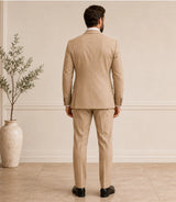Men's Beige 3 Piece Suit Back - Basaad Bespoke