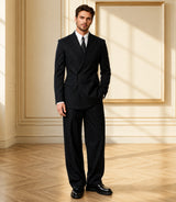 Men’s Black Pinstripe Double Breasted Suit - Basaad Bespoke