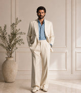 Men’s Cream Double Breasted 2 Piece Suit - Basaad Bespoke