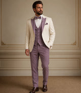 Men's Ivory & Lilac Tuxedo  - Basaad Bespoke