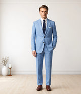 Men's Light Blue Linen 2 Piece Suit - Basaad Bespoke