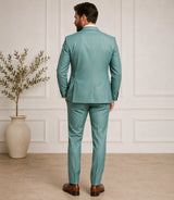 Men's Mint Green & Orange 3 Piece Suit Back - Basaad Bespoke