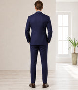 Men's Navy Double Breasted Pinstripe Suit Back - Basaad Bespoke