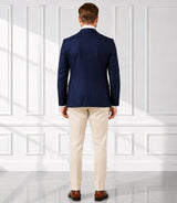 Men's Navy & Ivory 3 Piece Suit Back - Basaad Bespoke