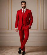 Men's Red 3 Piece Suit - Basaad Bespoke