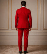 Men's Red 3 Piece Suit Back - Basaad Bespoke