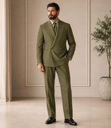 Men's Solid Olive Green 2 Piece Suit - Basaad Bespoke