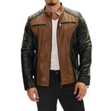 Men’s Roadster Quilted Two-Tone Leather Bomber Jacket