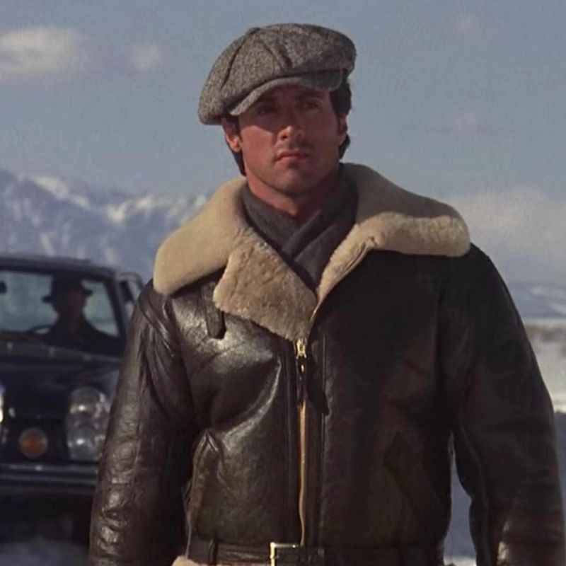 Rocky IV Sylvester Stallone Bomber Shearling Leather Jacket