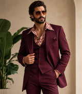 Shop 1970s Men's Burgundy Disco 3 Piece Suit - Basaad Bespoke