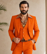 Shop 1970s Men's Orange Disco 3 Piece Suit - Basaad Bespoke