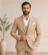 Shop Men's Beige 3 Piece Suit  - Basaad Bespoke