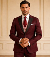 Shop Men's Burgundy &  Blush Pink 3 Piece Suit  - Basaad Bespoke