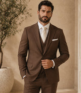 Shop Men's Falcon Brown 3 Piece Suit - Basaad Bespoke