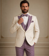 Shop Men's Ivory & Lilac Tuxedo - Basaad Bespoke