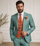 Shop Men's Mint Green & Orange 3 Piece Suit - Basaad Bespoke