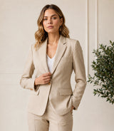 Shop Women's Beige Linen 2 Piece Suit - Basaad Bespoke