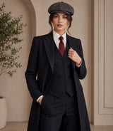 Shop Women's Black Peaky Blinders Pinstripe Overcoat Set - Basaad Bespoke