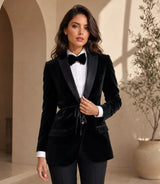 Shop Women's Black velvet  Tuxedo - Basaad Bespoke