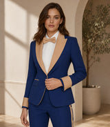 Shop Women's Blue Hand-Stitched Formal Tuxedo - Basaad Bespoke
