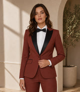 Shop Women's Brown Peak Lapel Tuxedo - Basaad Bespoke
