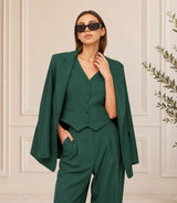 Shop Women's Dark Green Loose Fit 3 Piece Suit - Basaad Bespoke