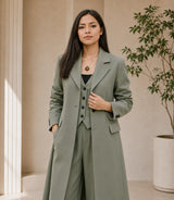 Shop Women's Tailored Green 3 Piece Overcoat - Basaad Bespoke