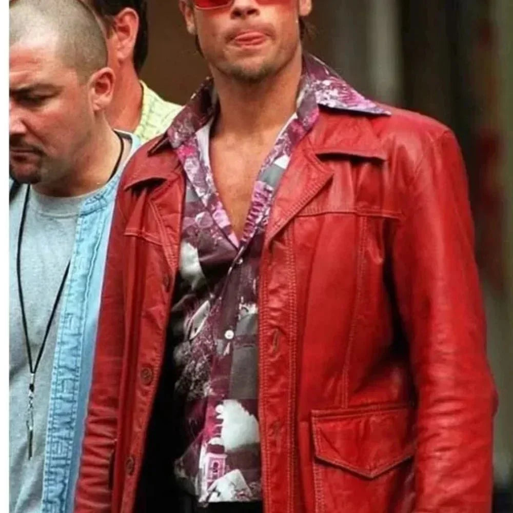 Fight Club Tyler Red Leather Jacket