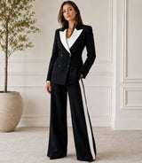 Women's Black Double Breasted 2 Piece Suit - Basaad Bespoke